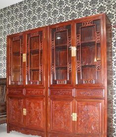 開封天龍家具廠 定制實木家具，領略紅木雕花古典書柜之美